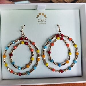 C&C California Vibrant Beaded Double Hoop Earrings